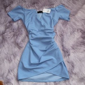 A Blue fitted dress